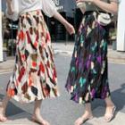 Printed Midi Chiffon Skirt As Shown In Figure - One Size