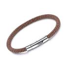 Stainless Steel Bar Faux Leather Bracelet 1240 - Bracelet - One Size