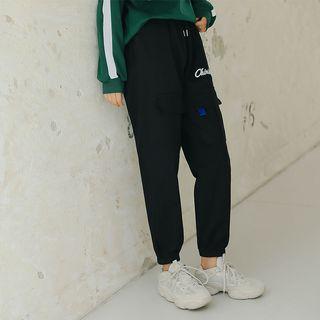 Lettering Cargo Pants Black - One Size