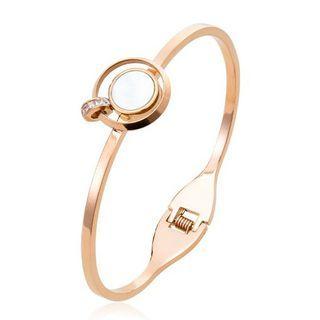 Rhinestone Shell Alloy Bangle Rose Gold - One Size