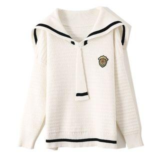 Shawl Collar Badge Sweater