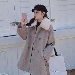 Double Breasted Fleece-collar Coat