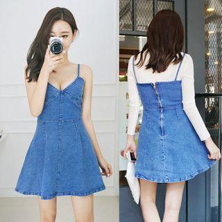 A-line Denim Mini Jumper Dress