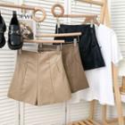 Faux-leather High-waist Dress Shorts