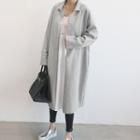 Collared Open-front Long Jacket