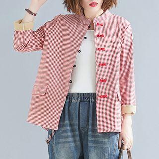 Gingham Frog-buttoned Jacket