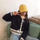 Contrast Trim Lace Up Pullover