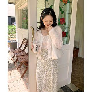 Linen Blend Knit Cardigan & Cami Set