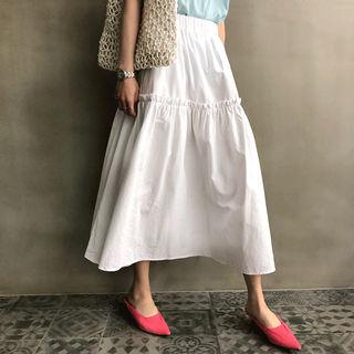 Frill-trim Maxi Gathered Skirt