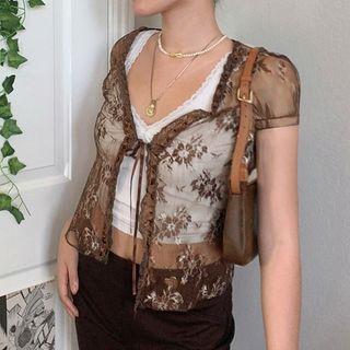 Tie-strap Lace Cropped Cardigan (various Designs)