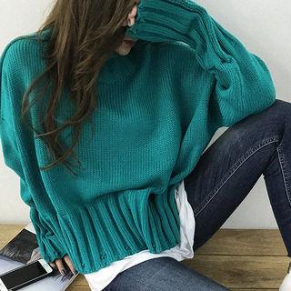 Mock-neck Distressed Sweater