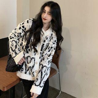 Cow Pattern Knit Cardigan Dairy Cow - One Size
