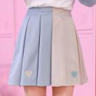 Pleated Colour Block Mini Skirt