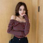 Convertible Striped Crop Knit Top