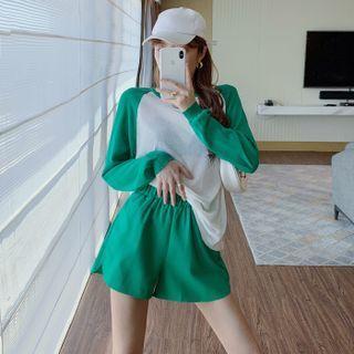 Two Tone Knit Top / Plain Shorts