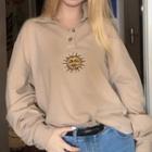 Sun Embroidered Collared Pullover