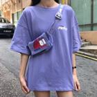 Set: Elbow-sleeve Letter T-shirt + Crossbody Bag