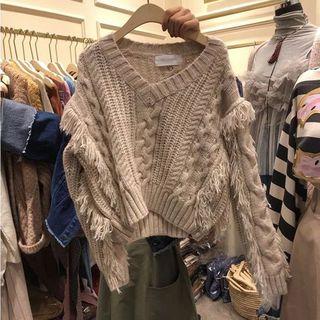 Tassel Detail Cable-knit Sweater