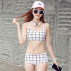Set: Check Bikini + Sleeveless Top + Shorts