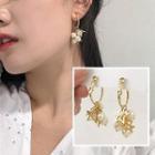 Faux Pearl Alloy Star Dangle Earring White & Gold - One Size