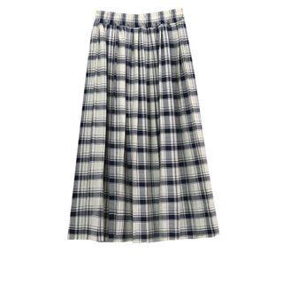 Plaid Midi A-line Pleated Skirt Plaid - Gray - 42.5 To 60kg