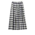 Plaid Midi A-line Pleated Skirt Plaid - Gray - 42.5 To 60kg