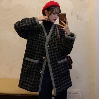 Houndstooth Cardigan Black & Gray - One Size