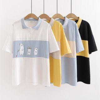 Printed Collared Short-sleeve T-shirt