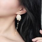 Petal Disc Faux Pearl Dangle Earring 1 Pair - Silver Needle - Gold - One Size