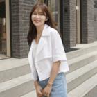 Elbow-sleeve Flap Crop Jacket