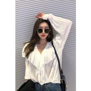 V-neck Frilled-detail Blouse