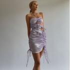 Cutout Drawstring Halter Mini Dress