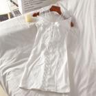 Off-shoulder Cross-strap Lace-up Mesh Tube Dress White - One Size