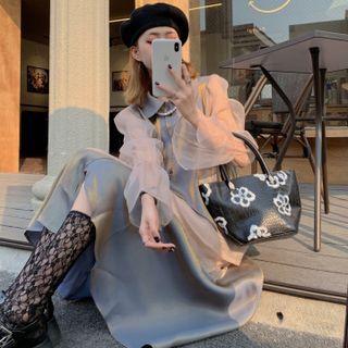 Mesh Shirt / A-line Midi Skirt