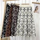 Patterned Knit Midi A-line Skirt