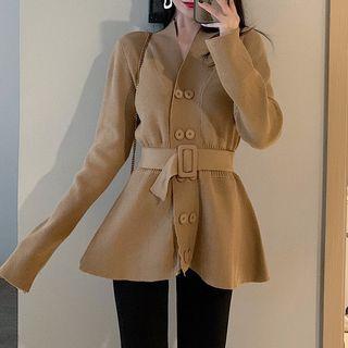 Belted Double-breasted Cardigan