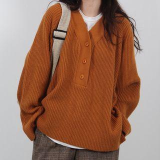 Knitted V-neck Loose-fit Sweater