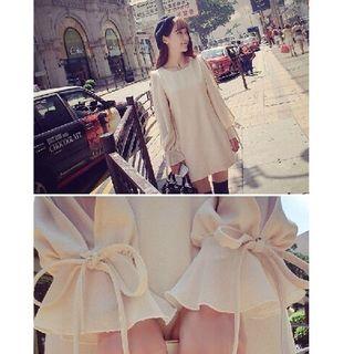 Tie Cuff Long Sleeve Shift Dress