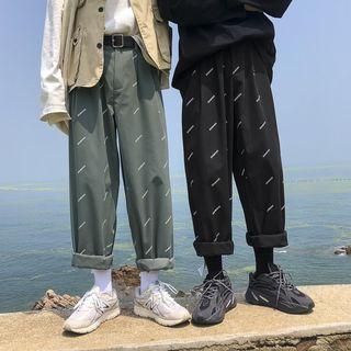 Lettering Cropped Straight-leg Pants