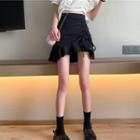Drawstring Ruffle Hem Mini A-line Skirt