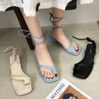 Lace Up Toe-ring Block Heel Sandals