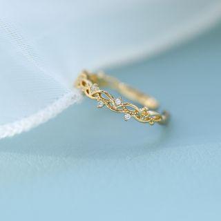 Rhinestone Open Ring Gold - One Size
