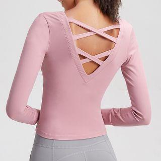 Long-sleeve Lace-up Back Sports T-shirt
