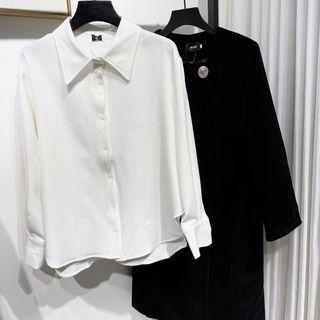 Plain Button-up Long Coat / Shirt