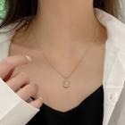 Gemstone Pendant Alloy Necklace Gold - One Size