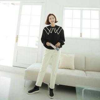 Woven Layered-collar Sweatshirt