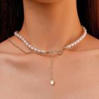 Faux Pearl Alloy Choker 01 - Gold - One Size