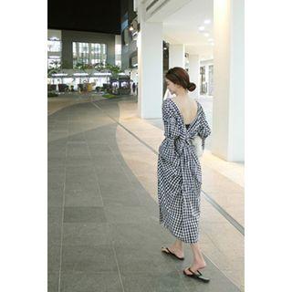 Twist-back Gingham Dress