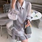 Waistcoat Overlay Chiffon Shirt