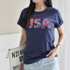 Short-sleeve Usa Sequined T-shirt